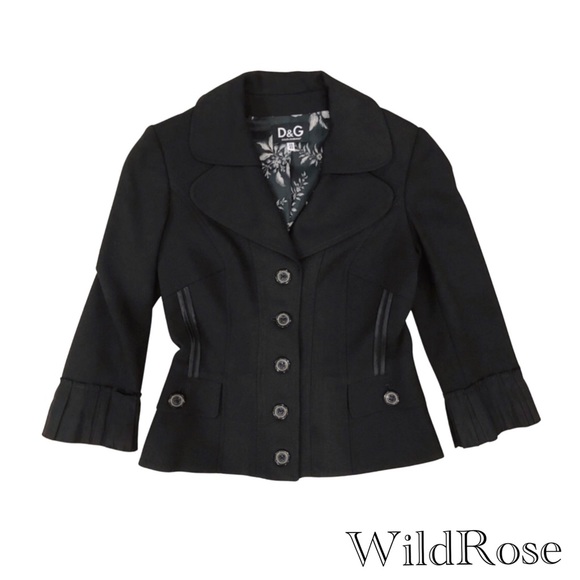 D&G Jackets & Blazers - D&G Black Notched Collar Fitted Button Up Blazer SZ 42 4 6